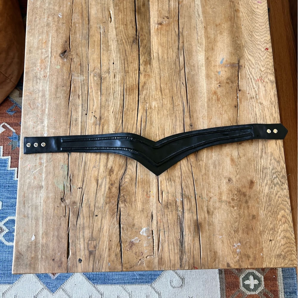 Awesome VTG Black (real?) Leather Waist Belt super hero pointed